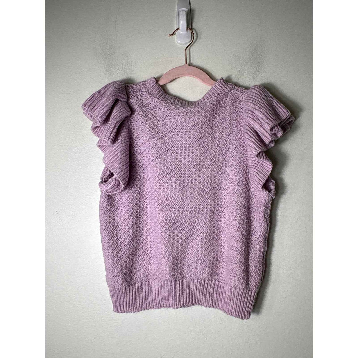 Sadie and Sage Lavender Flutter Sleeve Knit Sweater Sz S