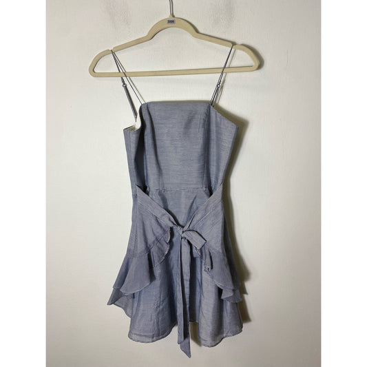 C/Meo Collective Blue White Striped Ruffle Spaghetti Strap Dress Sz XS