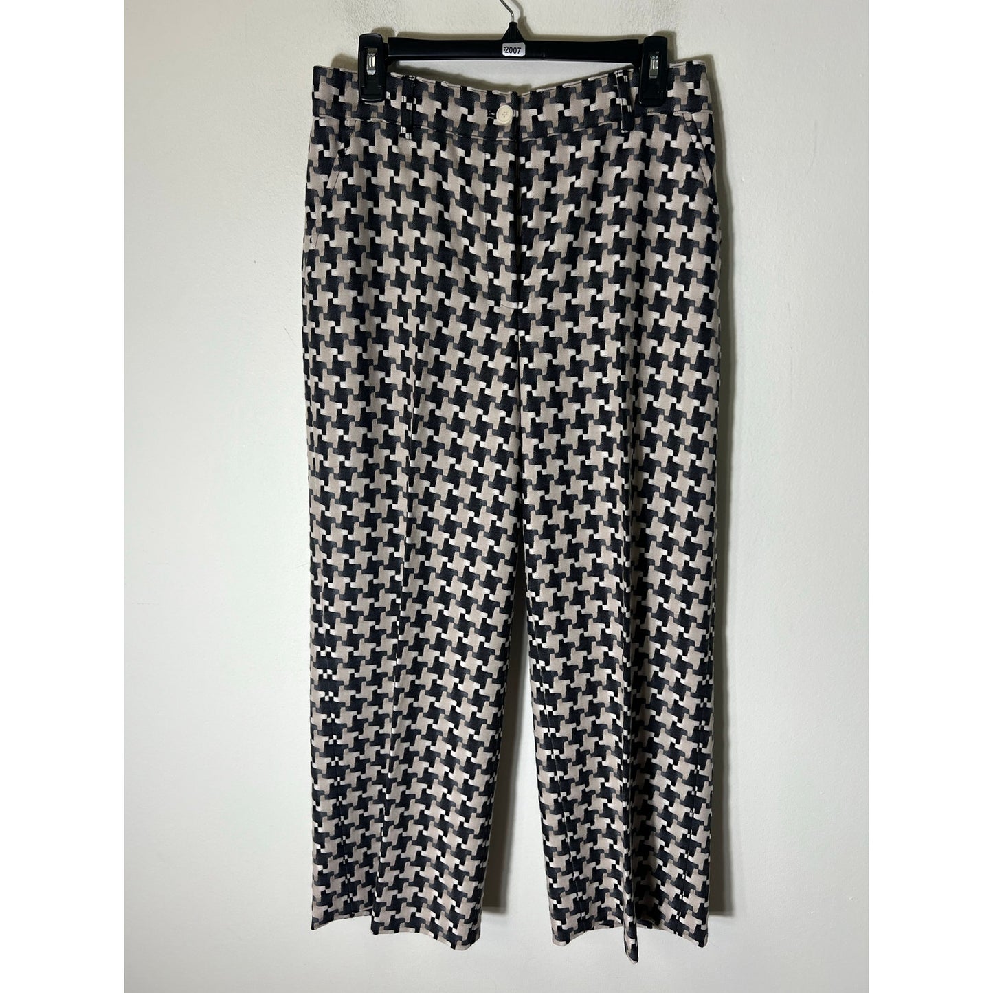 Akris Wool Blend Black/Cream/Gray Slacks Sz 8