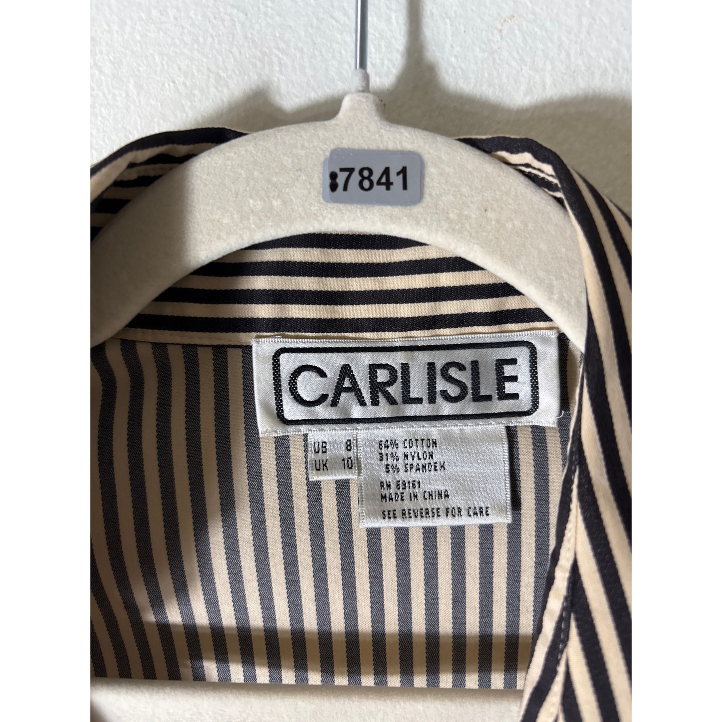 Carlisle Brown and Cream Striped Shirt Sz 8