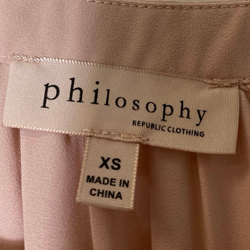 Philosophy Dusty Pink V-Neck Flutter Sleeve Blouse Sz XS