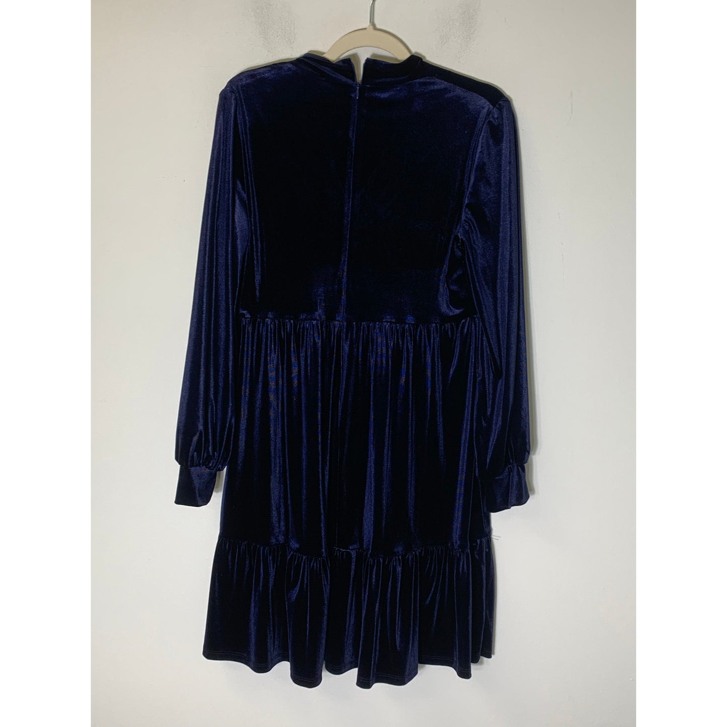 Just Taylor Navy Blue Velour Long Sleeve Knee Length Dress Sz M