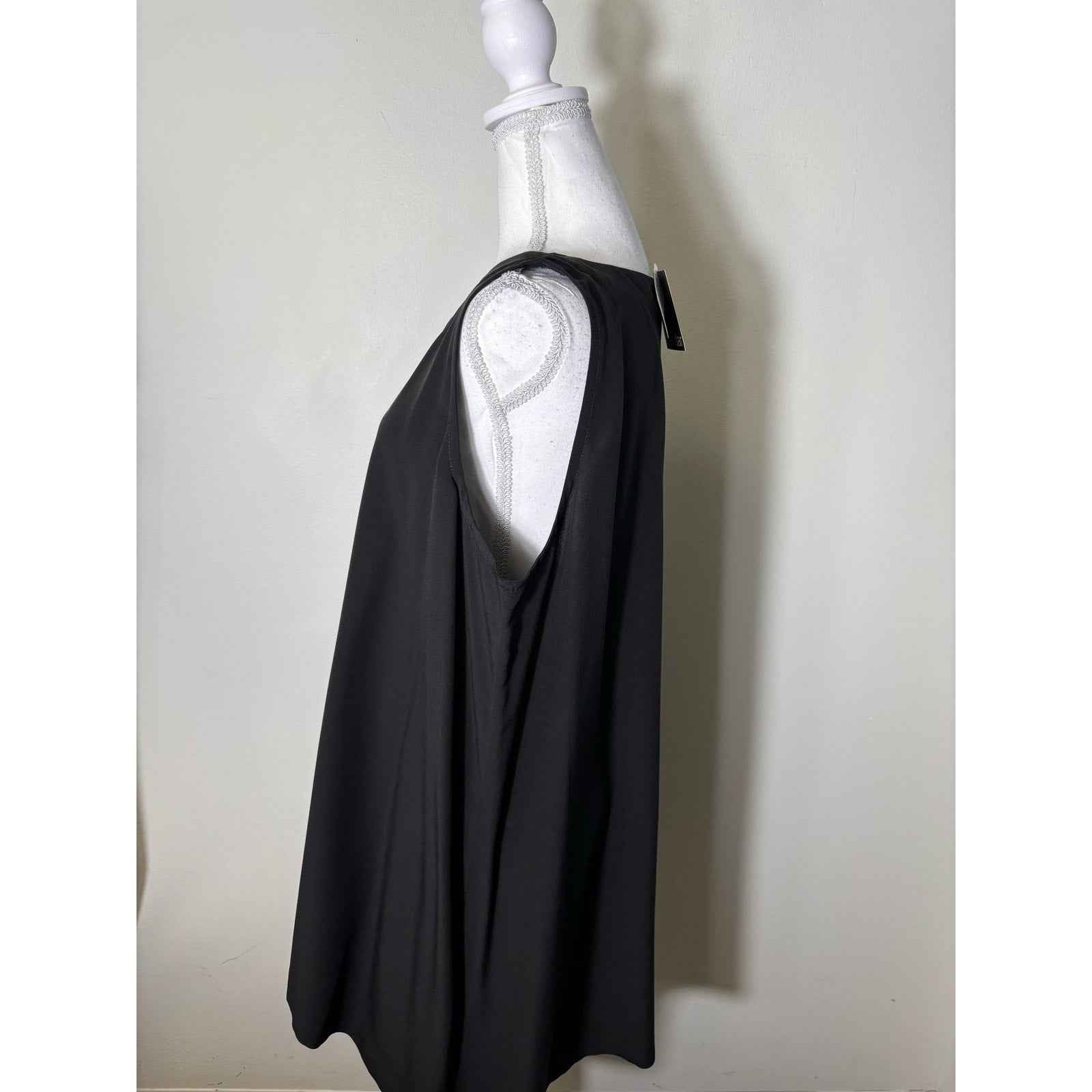 NWT Eskandar Black Sleeveless Knee Length Silk Dress Sz 2
