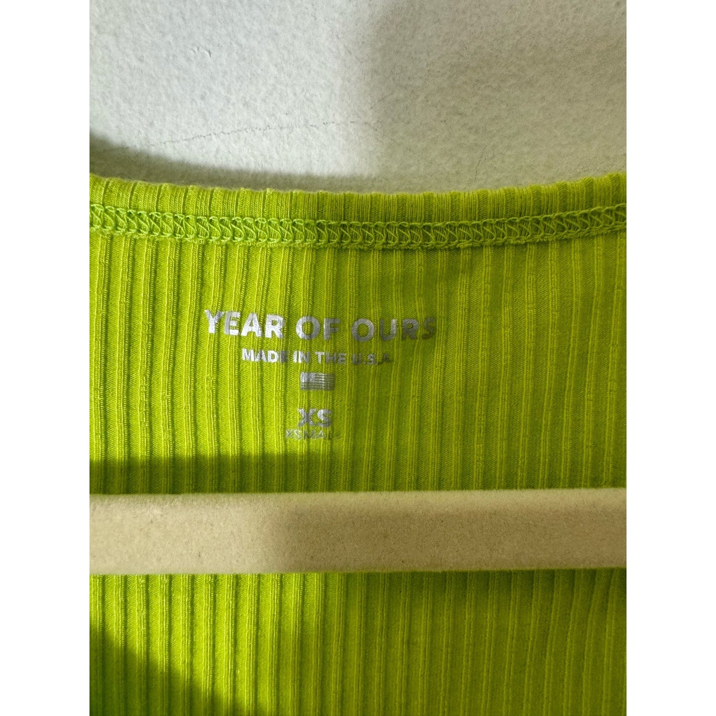 Year of Ours Lime Green Ribbed Cropped Tank Top Sz XS