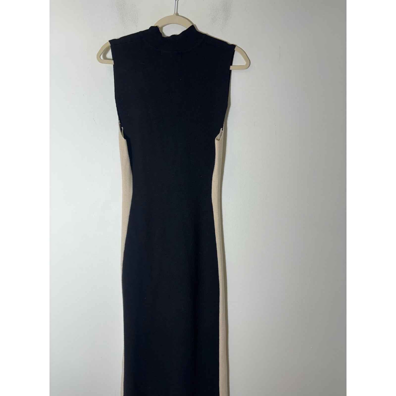 Pants Store Black Off White Sleeveless Mock Neck Body Con Maxi Dress Sz L