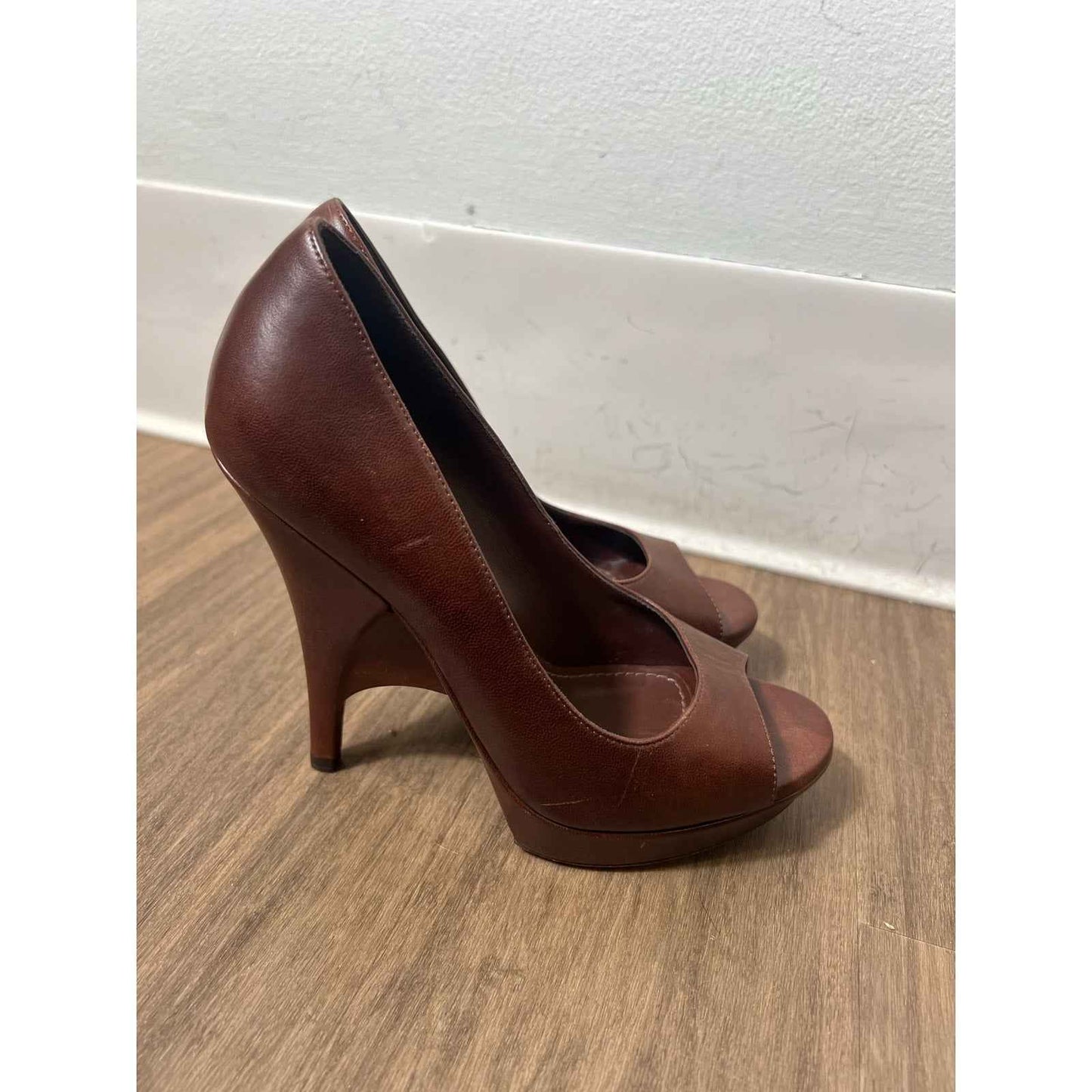 YSL Brown Leather Heels Sz 36.5