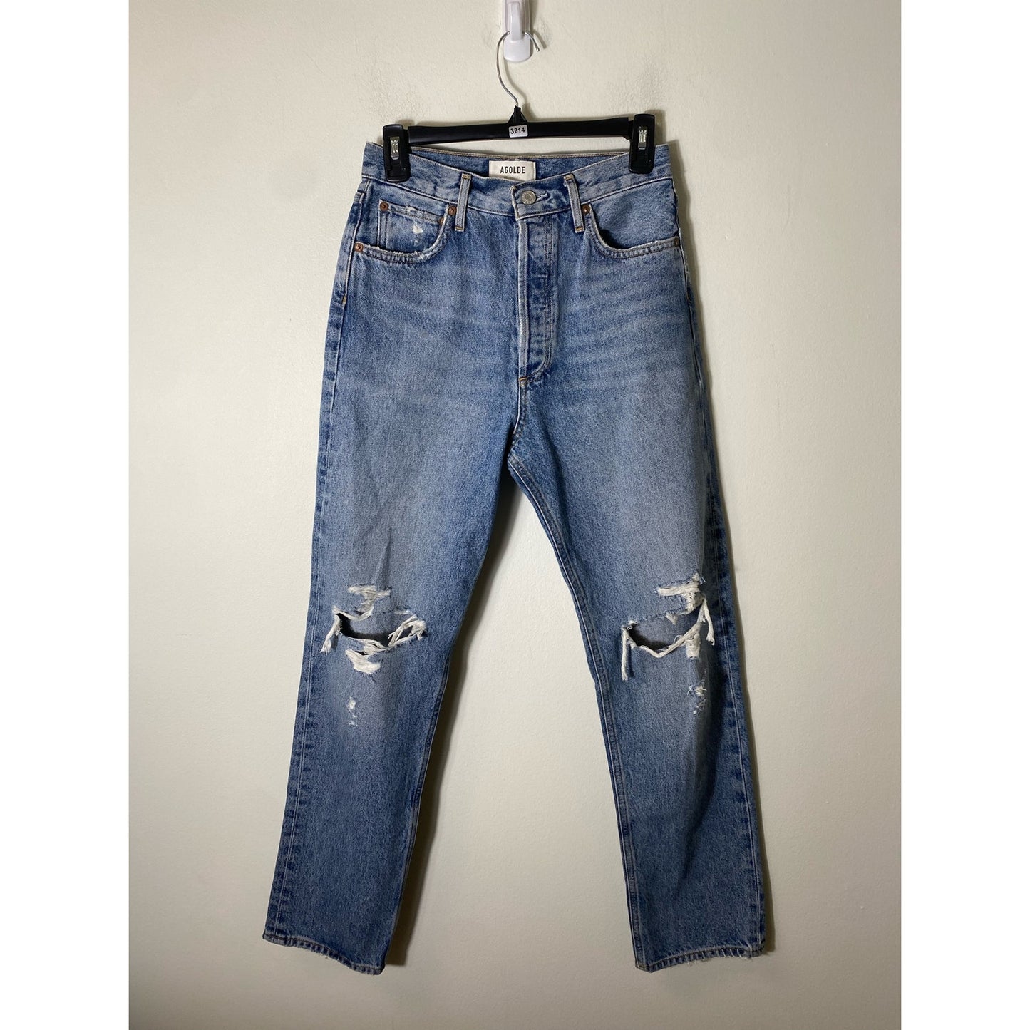 Agolde Blue Button Fly Distressed Jeans Sz 26