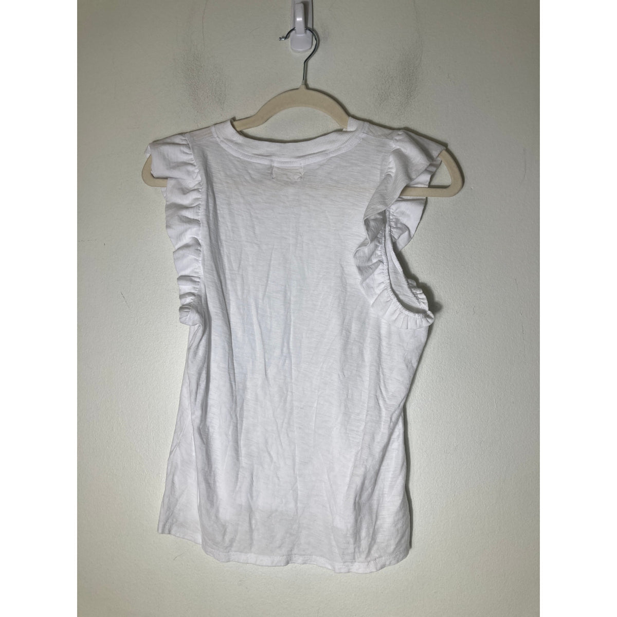 Nation White Flutter Sleeve Top Sz S