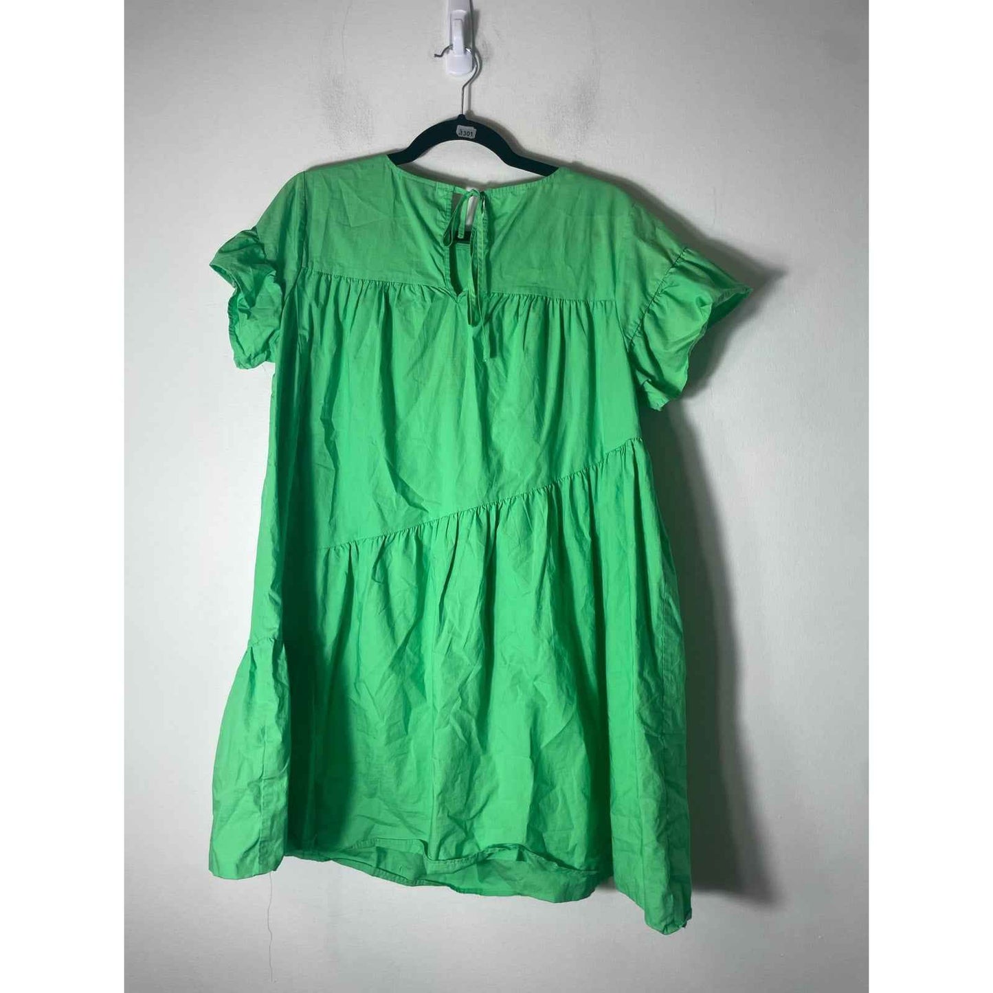 Who What Wear Bright Green Flutter Sleeve Baby Doll Dress Sz M