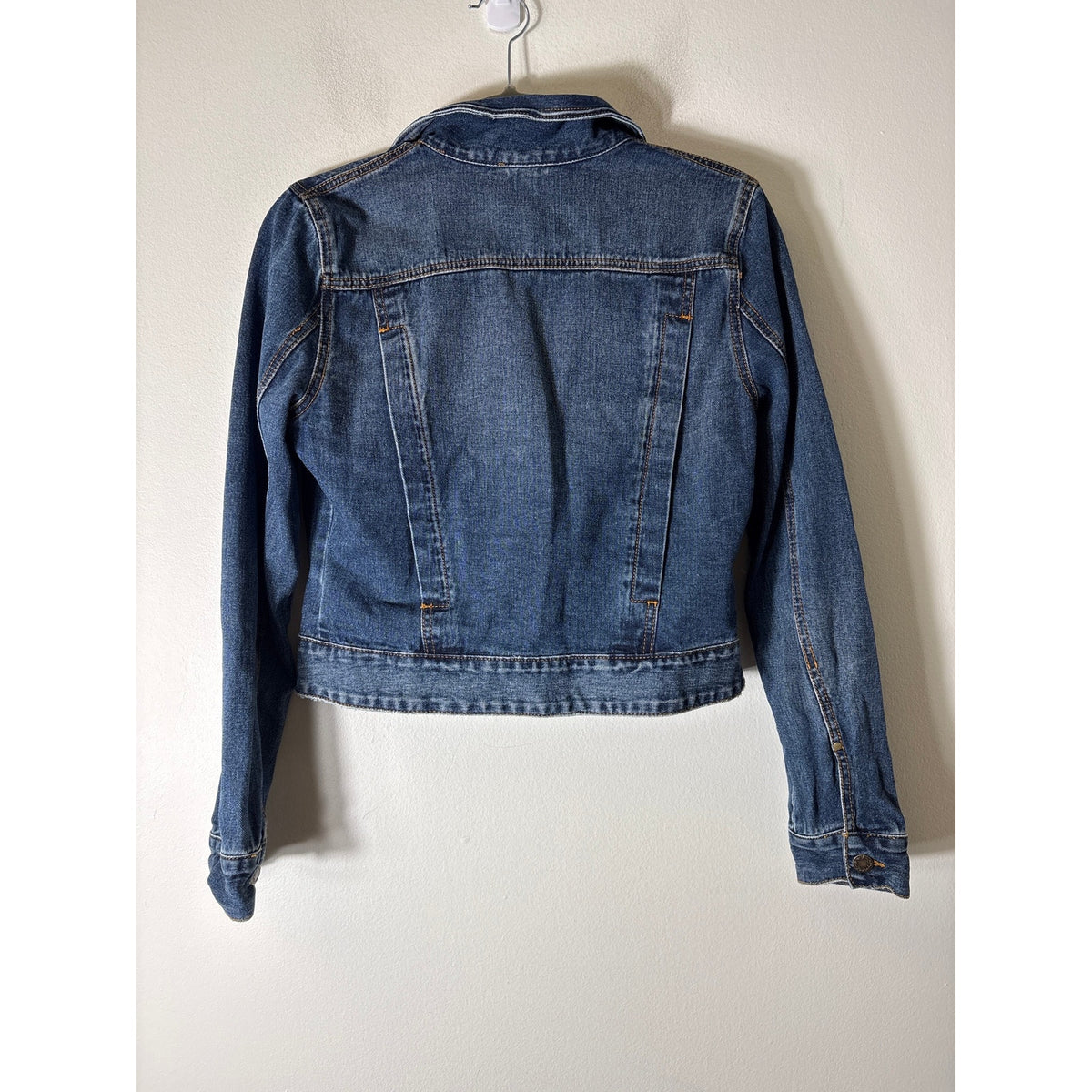 Free People Blue Denim Long Sleeve Cropped Jean Jacket Sz S