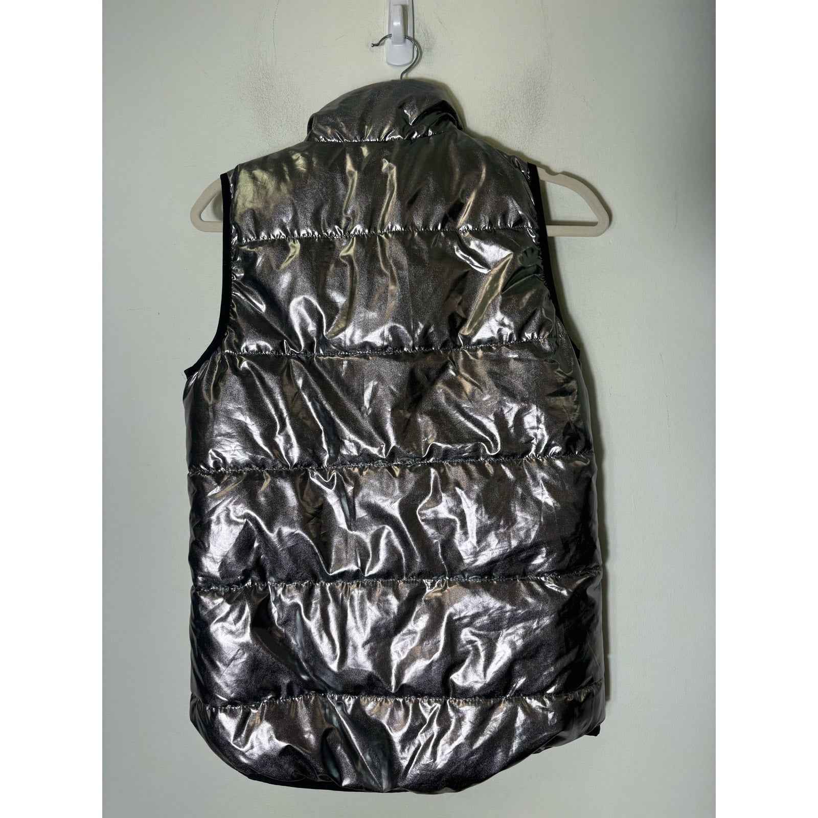 Xersion Metallic Silver Packable Puffy Vest Sz S