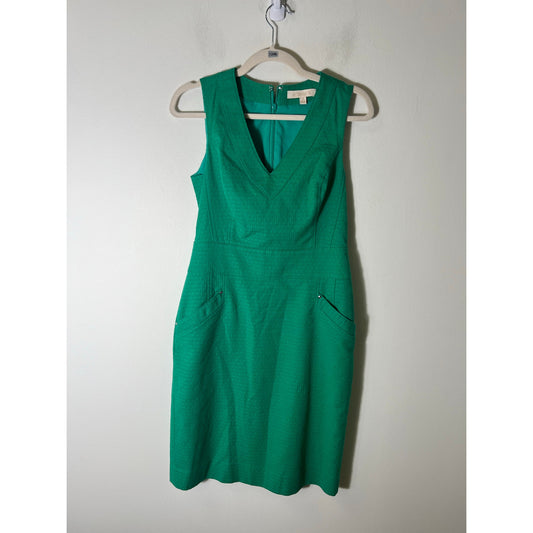 Etcetera Kelly Green Sleeveless V-Neck Knee Length Dress Sz 2