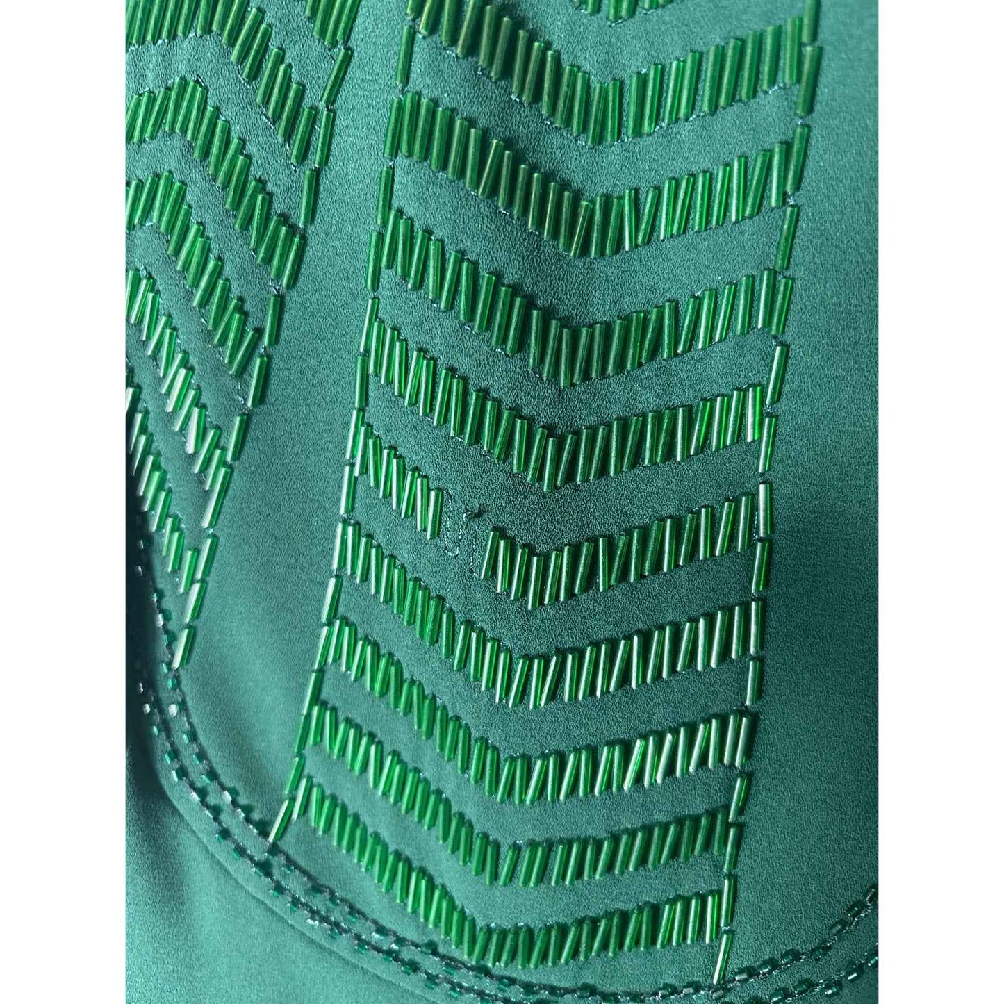 Antonio Melani Dark Green Sleeveless Beaded Knee Length Sheath Dress Sz 0