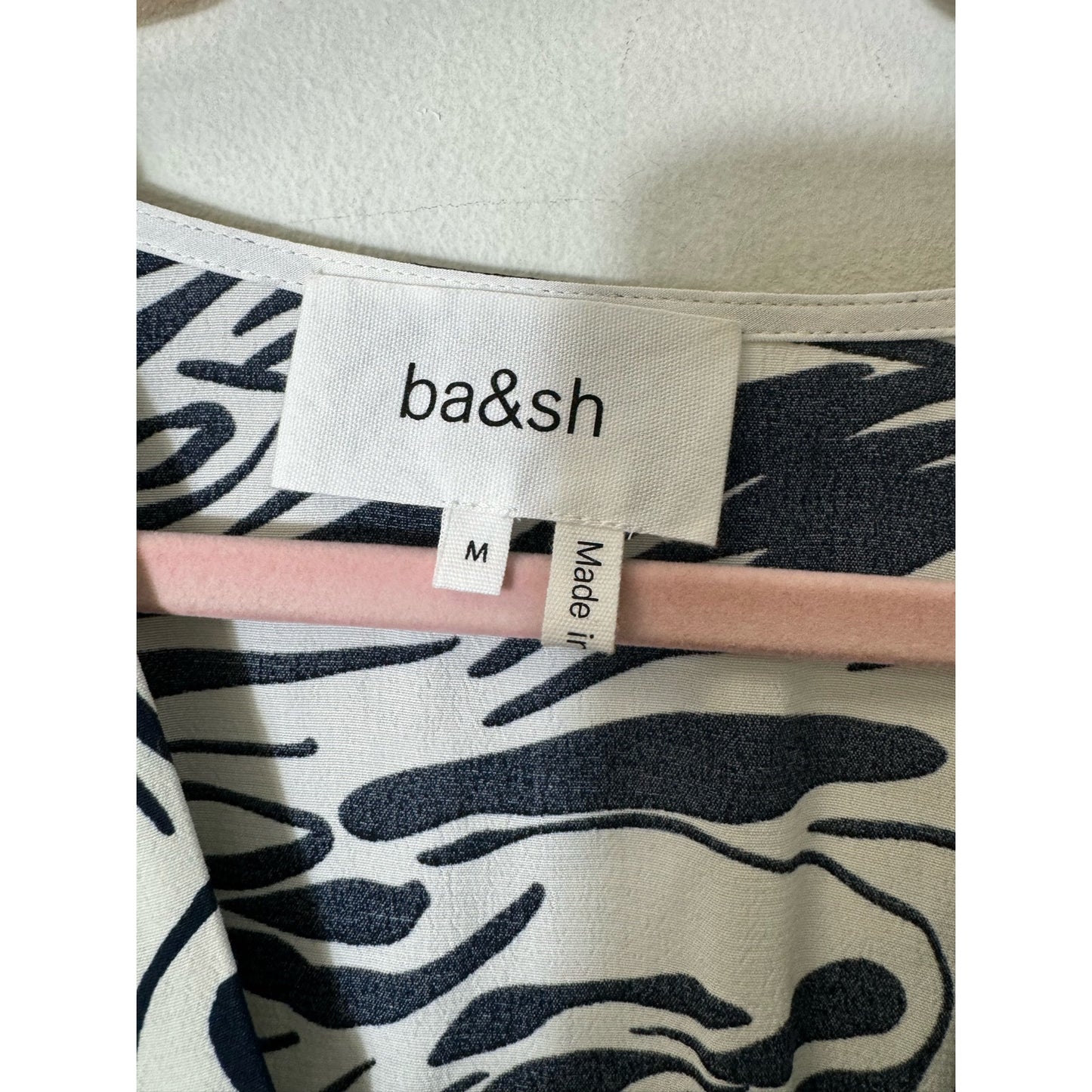 Ba&sh Navy White Long Sleeve Mini Dress Sz M