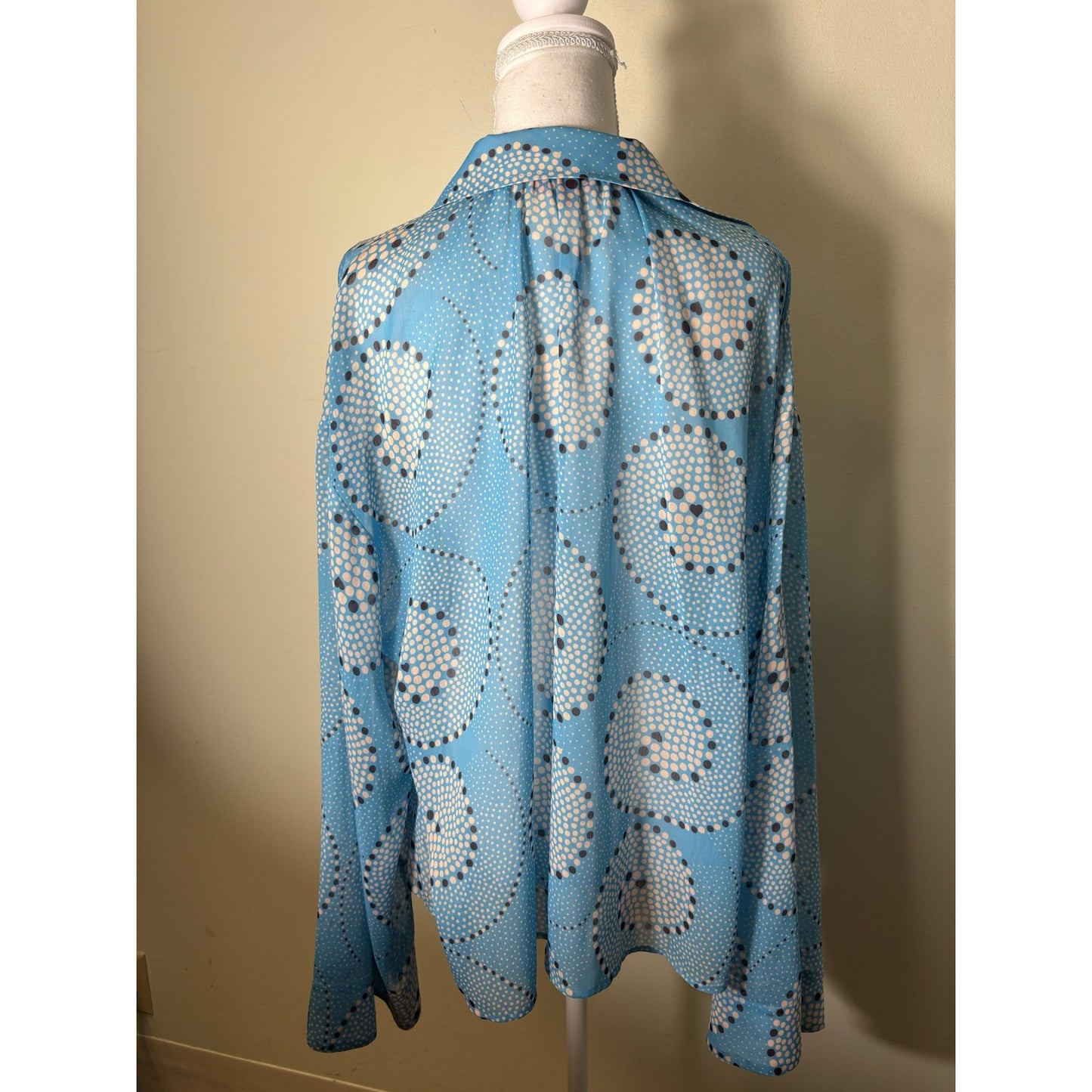 Staud Blue Polka Dot Flowy Blouse Sz M