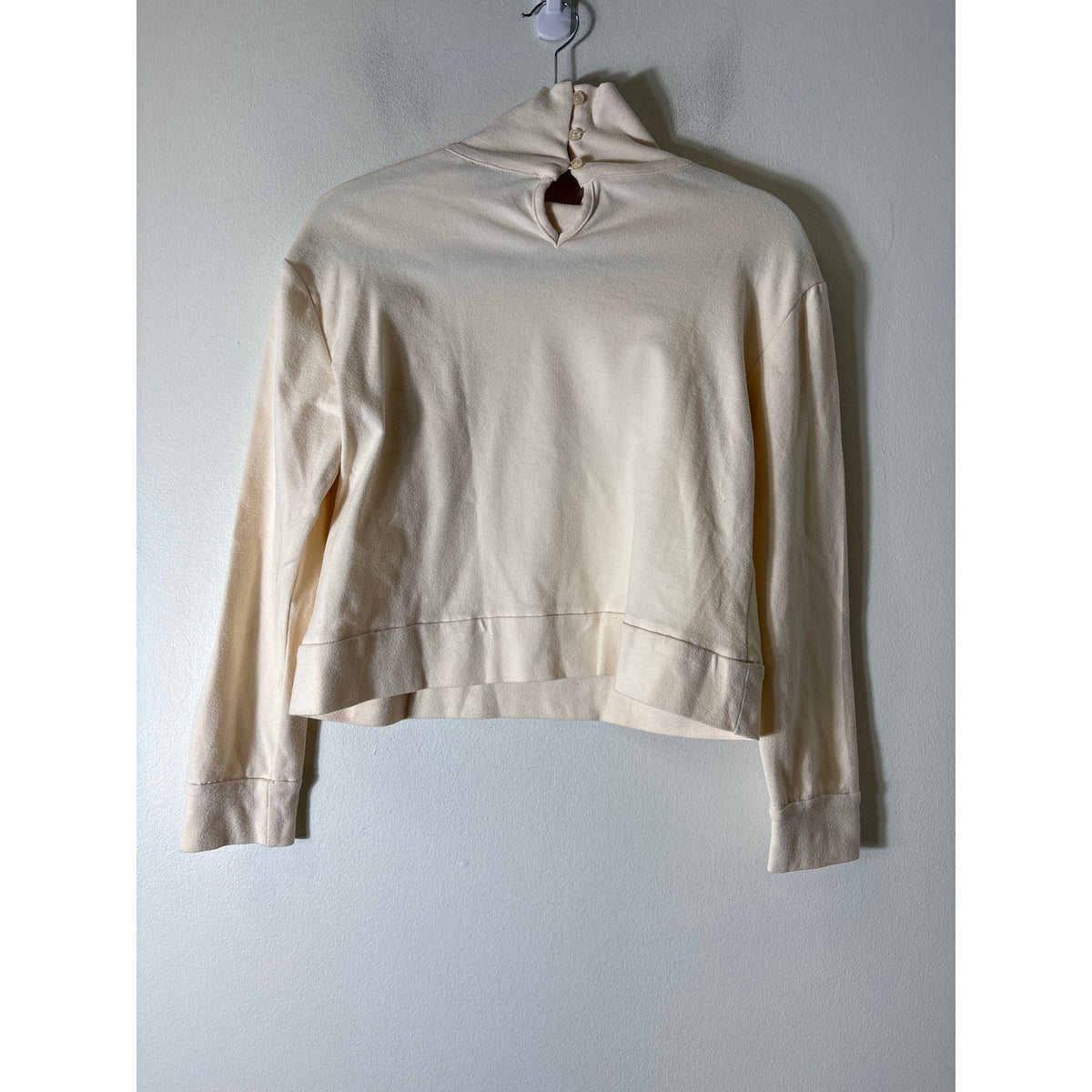 Buru Cream Mock Neck Long Sleeve Crop Top Sz S