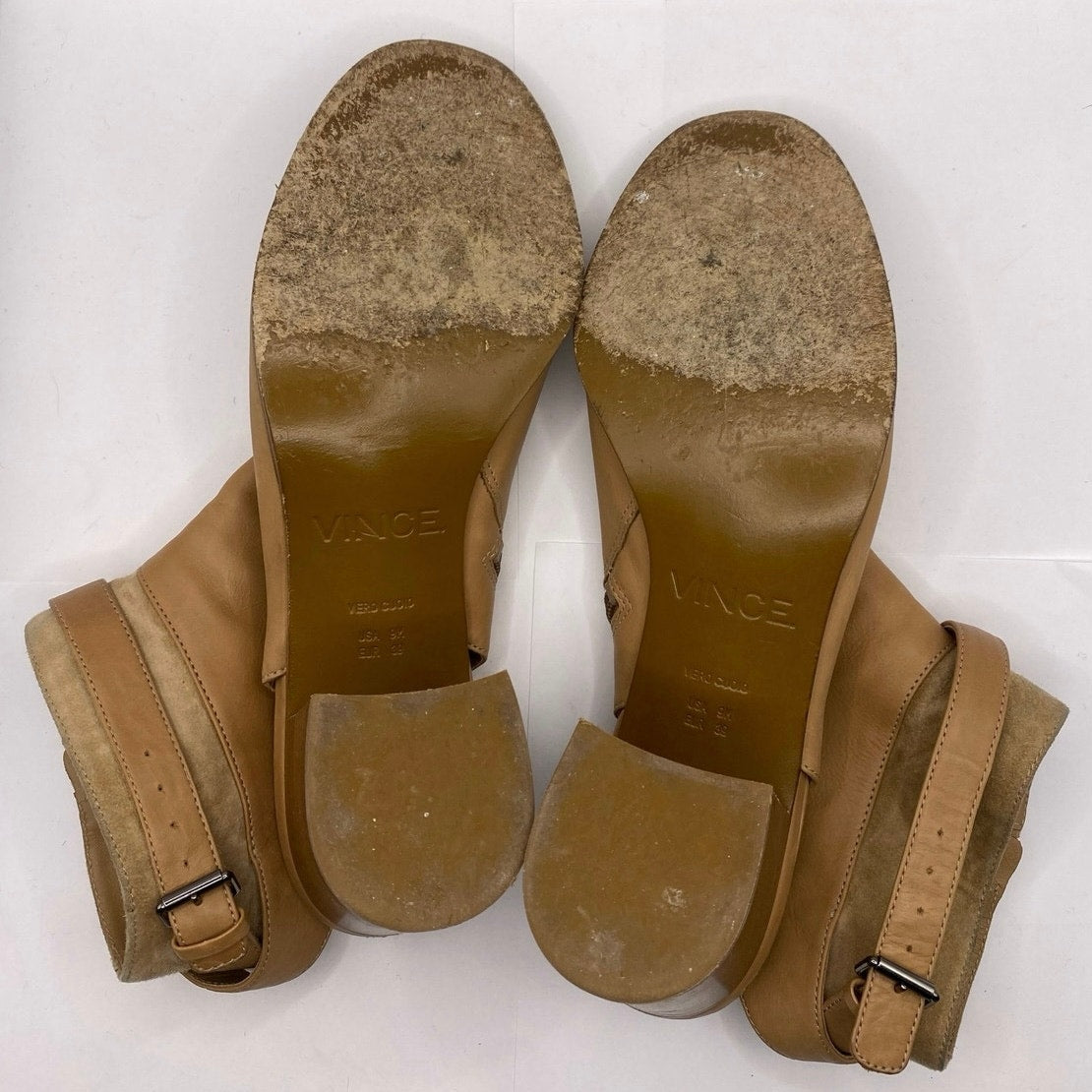Vince Tan Leather and Suede Open Toed Shooties Sz 9