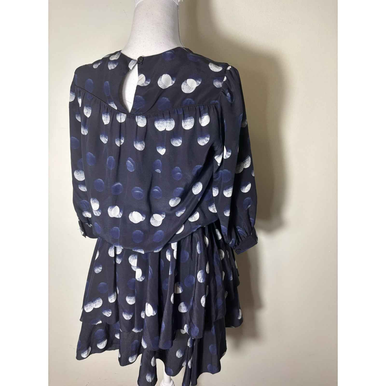 Zadig & Voltaire Black and Navy Long Sleeve Layered Skirt Mini Dress Sz S