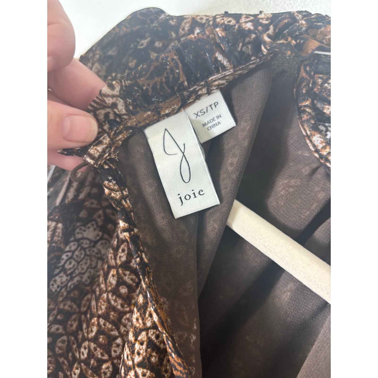 Joi Brown Floral Long Sleeve Shirt Sz XS
