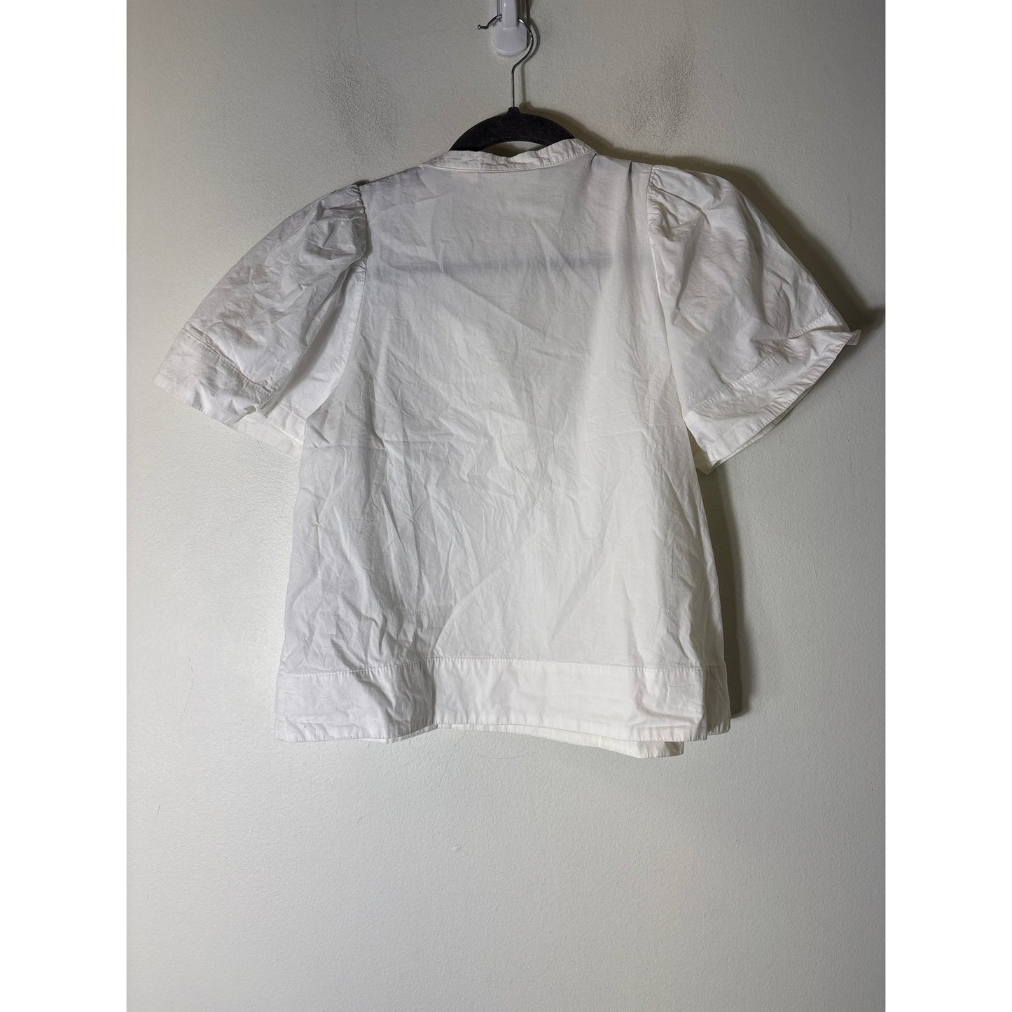 Maeve White V Neck Cotton Flutter Sleeve Top Sz SP