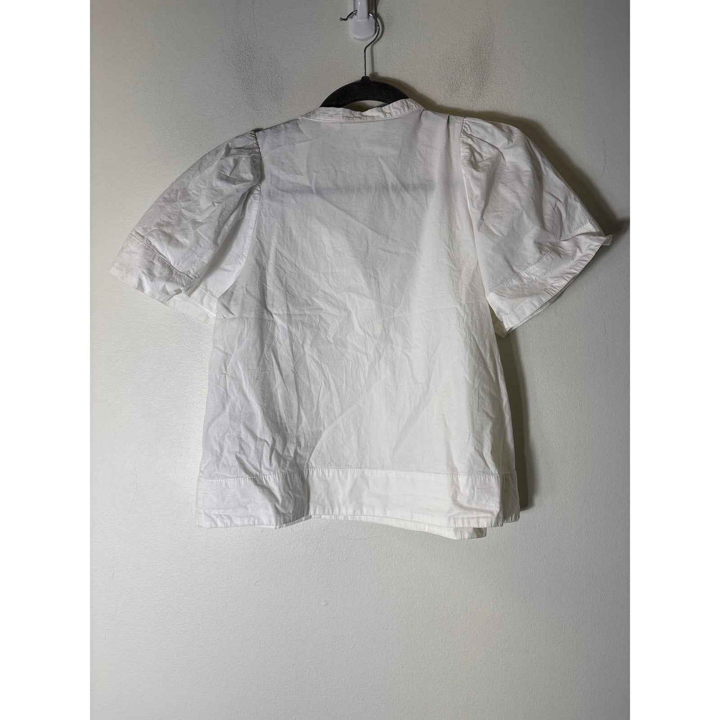 Maeve White V Neck Cotton Flutter Sleeve Top Sz SP