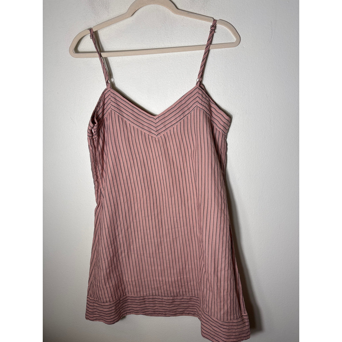 York Street Pink Striped V Neck Mini Dress Sz M