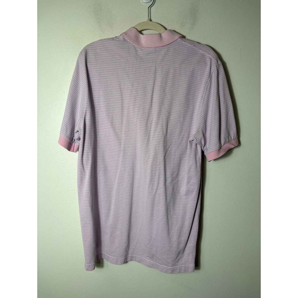 Mens Brooks Brothers Pink and Blue Stripe Short Sleeve Polo Sz M