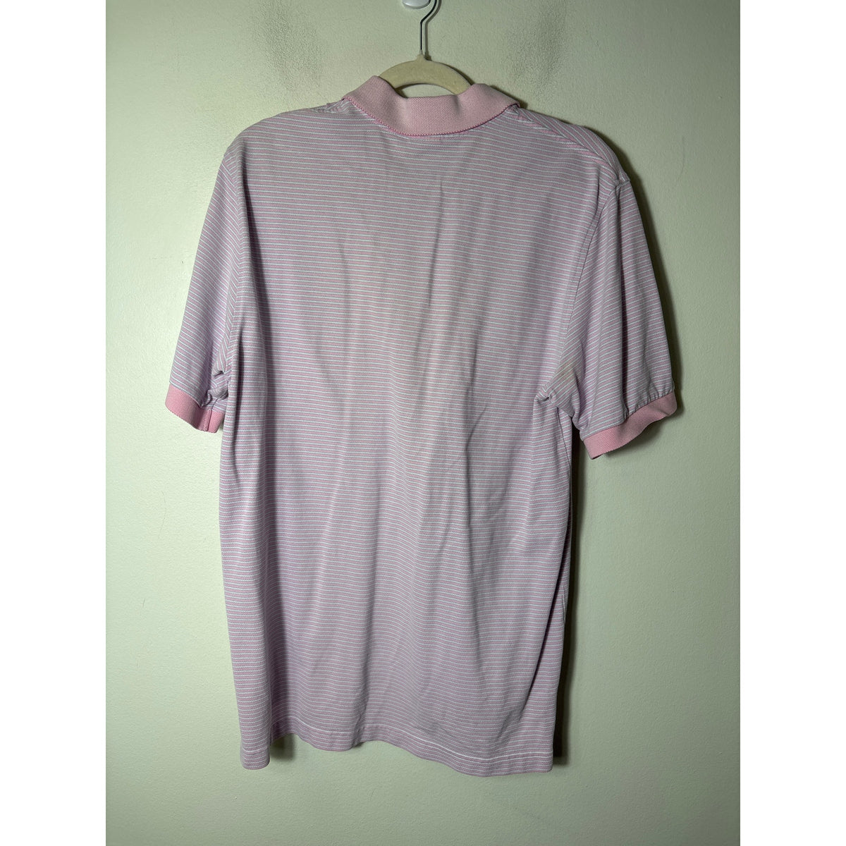 Mens Brooks Brothers Pink and Blue Stripe Short Sleeve Polo Sz M