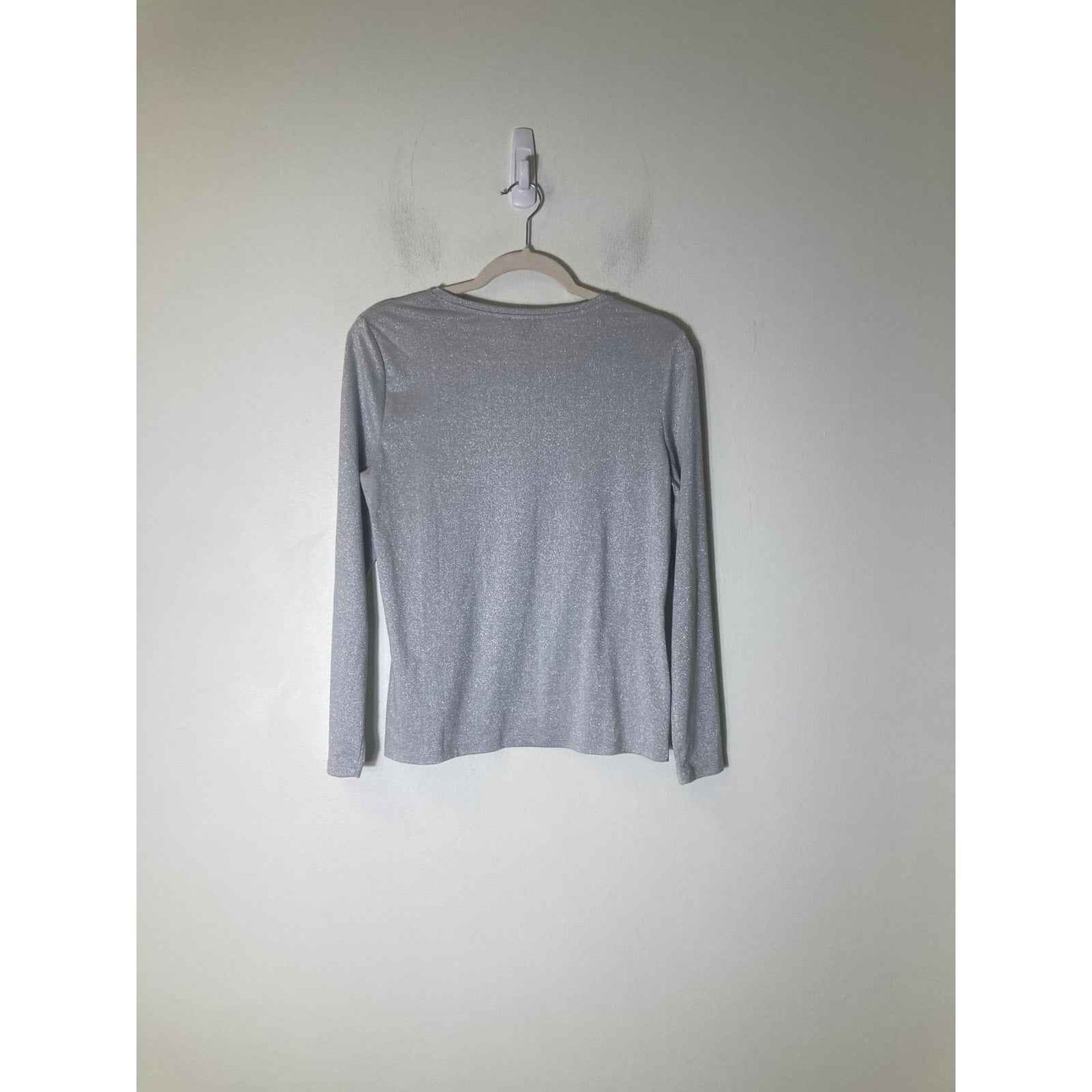 Talbot's Silver Shimmery Long Sleeve Top Sz M Petite