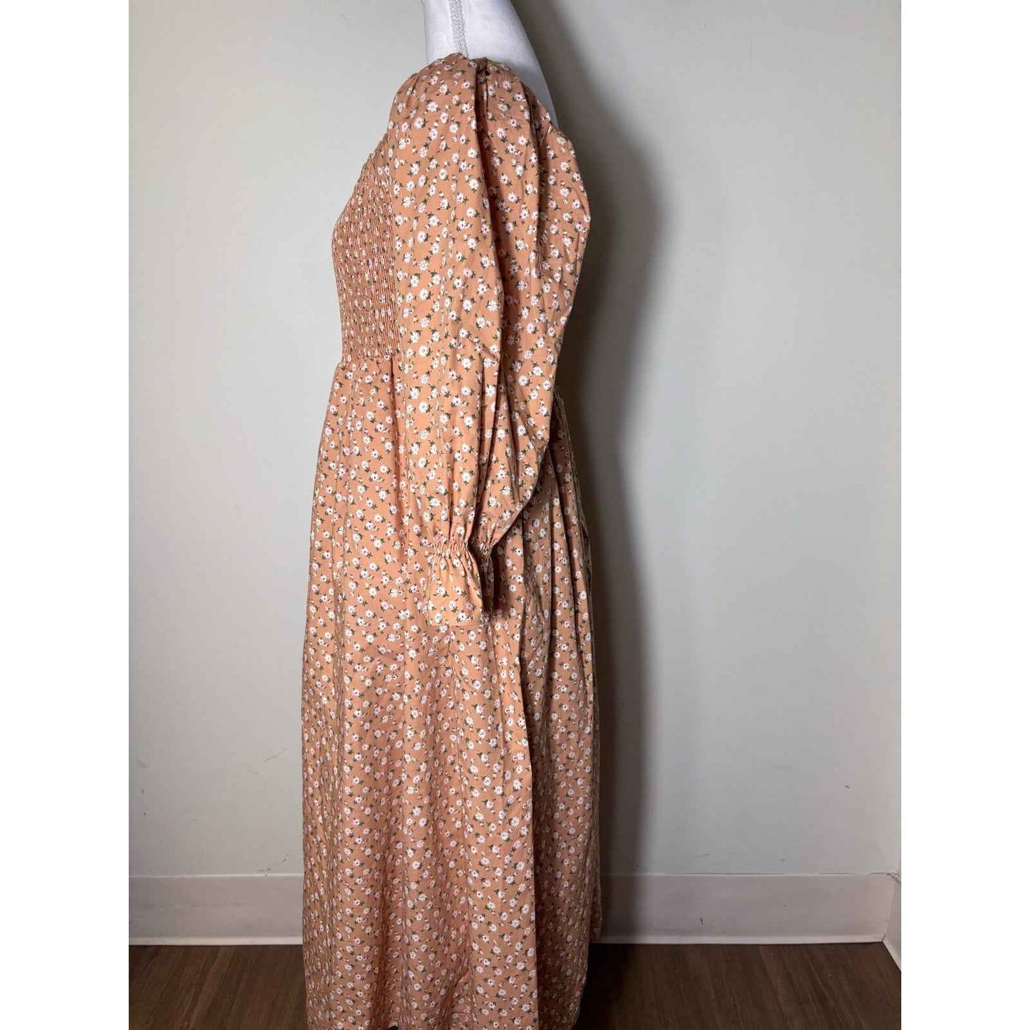 English Factory TAn Floral Peasant Dress Sz L