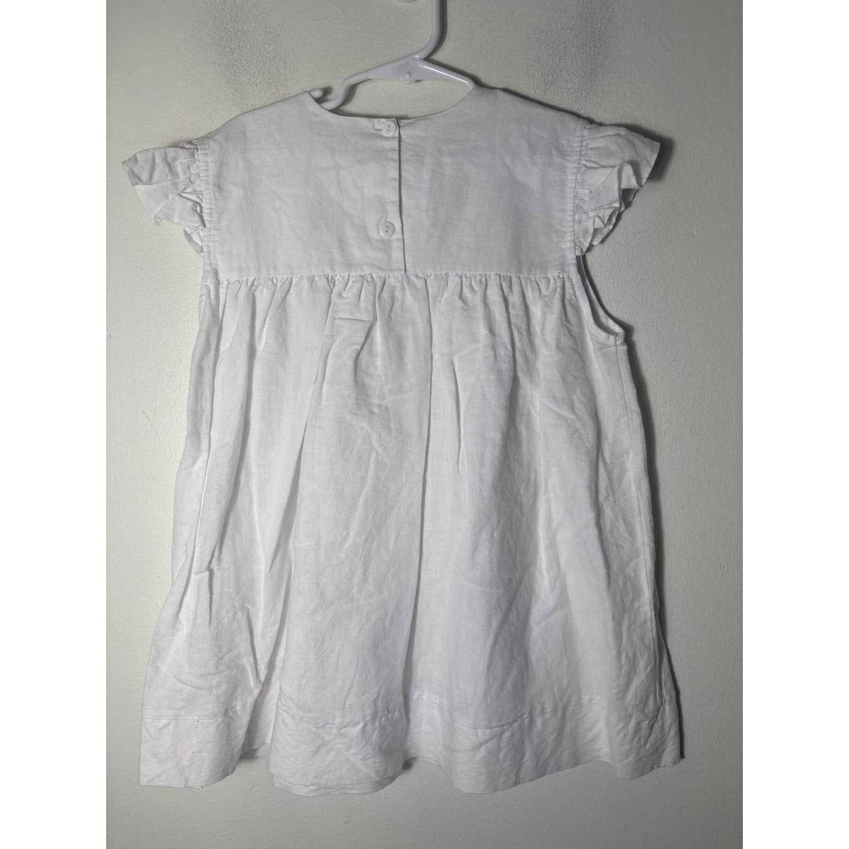 Girls Vintage White Linen Dress with Lollipops Sz 4-5