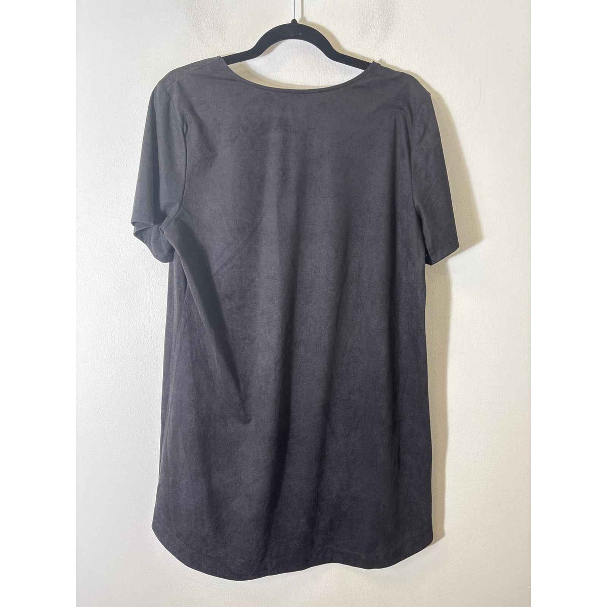 Abbeline Black Faux Suede Shift Dress Sz L