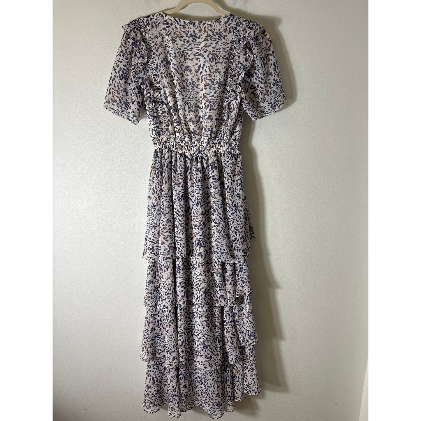 Hale Bob Purple Short Sleeve Layered Ruffle Maxi Dress Sz XS