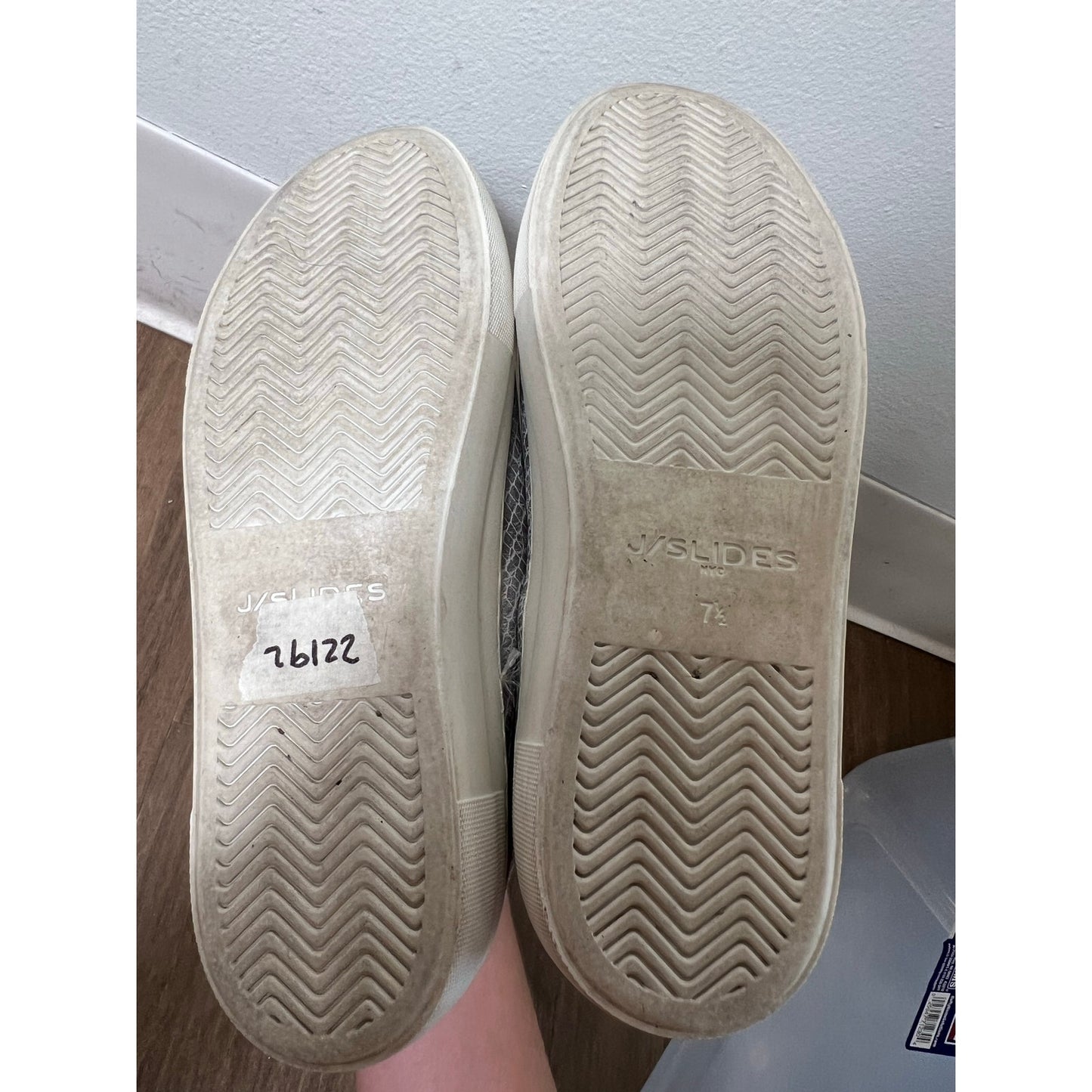 J/Slides Silver Snake Skin Slip On Sneakers Sz 7.5