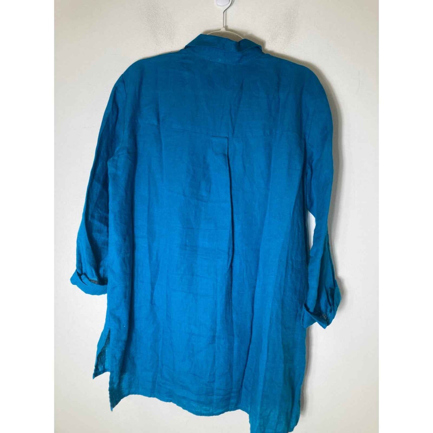 Eileen Fisher Deep Jewel Toned Button Up Shirt Sz M