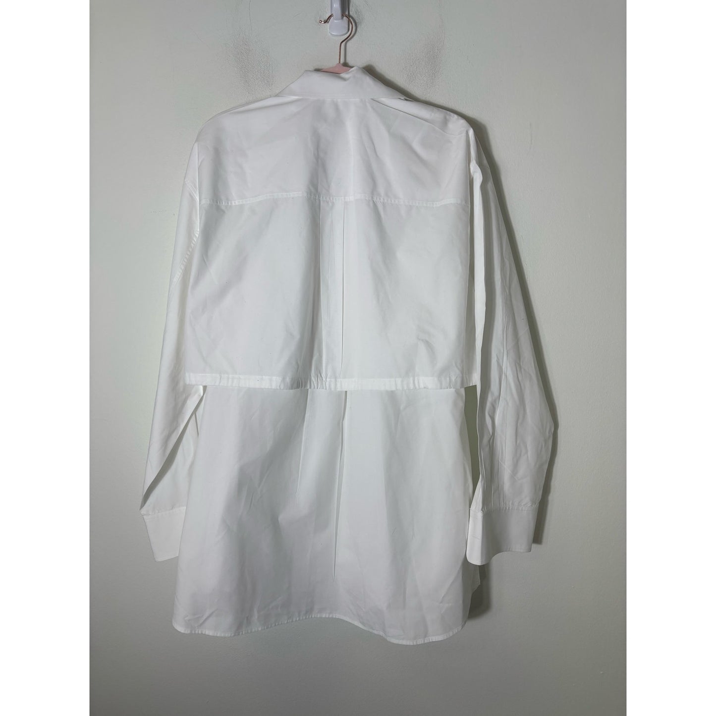Alexander Wang White Cotton Long Sleeve Button Up Oxford Mini Dress Sz L