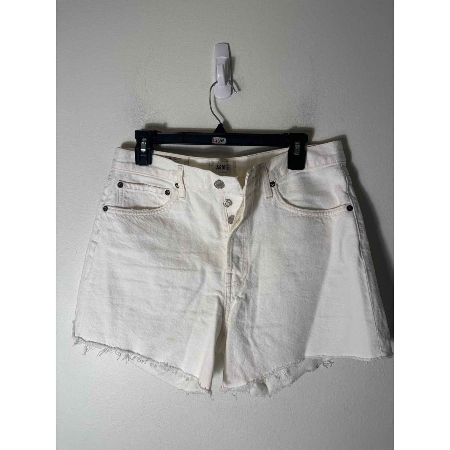 NWT Agolde White "parker Long Short Loose Fit" Cut Off Shorts Sz 29
