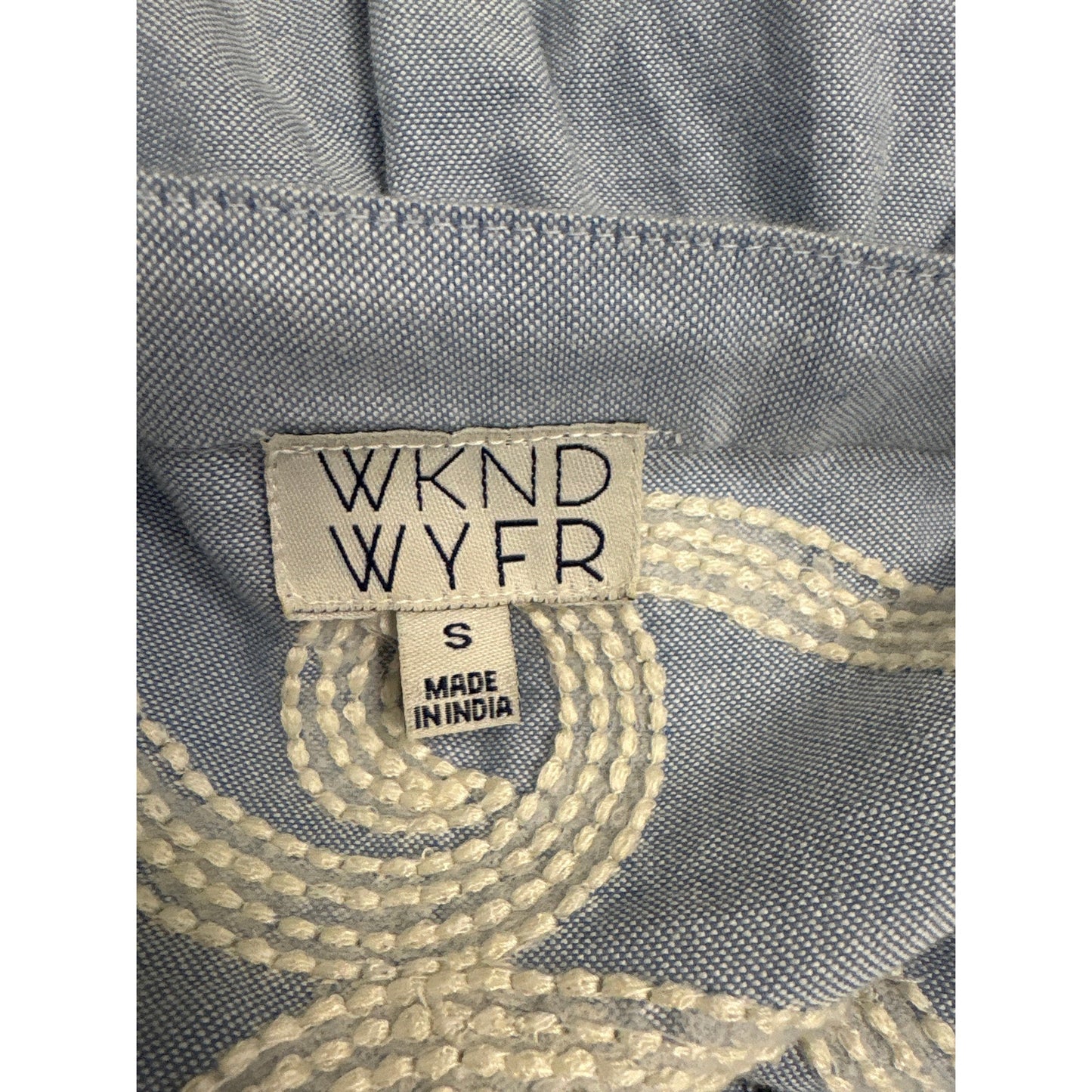 WKND WYER Light Blue Embroidered Button Up Maxi Dress Sz S