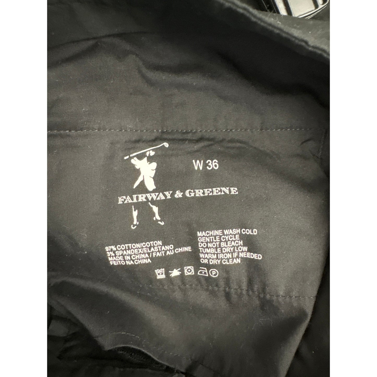 Mens Fairway & Greene Black Tab Front Cotton Golf Shorts Sz 36