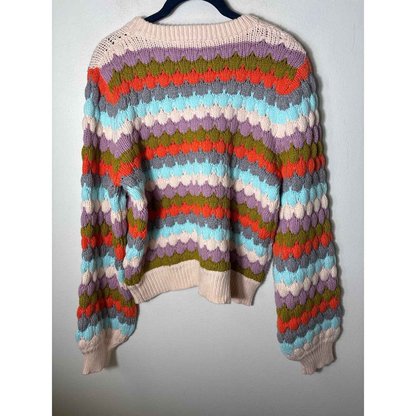 THML Multi Color Scalloped Knit Sweater Sz S