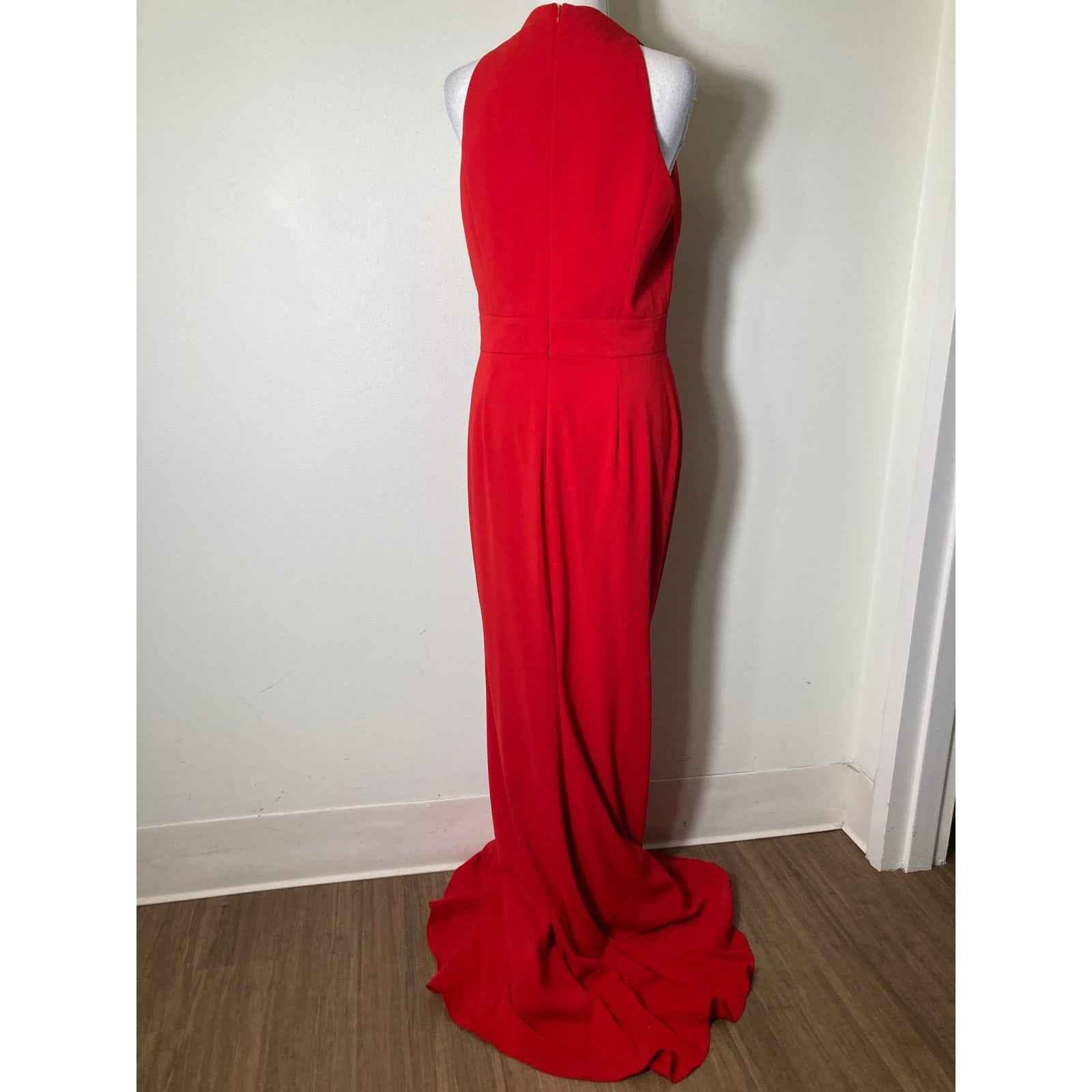 NWT Badgley Mischika Red V Neck Evening Gown Sz 8