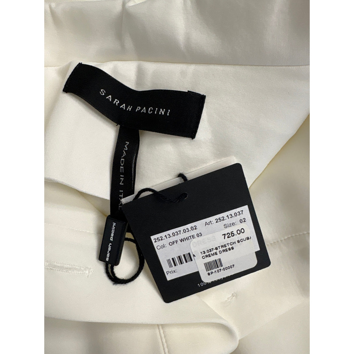 NWT Sarah Pacini Creme Scuba Stretch Dress Sz 02