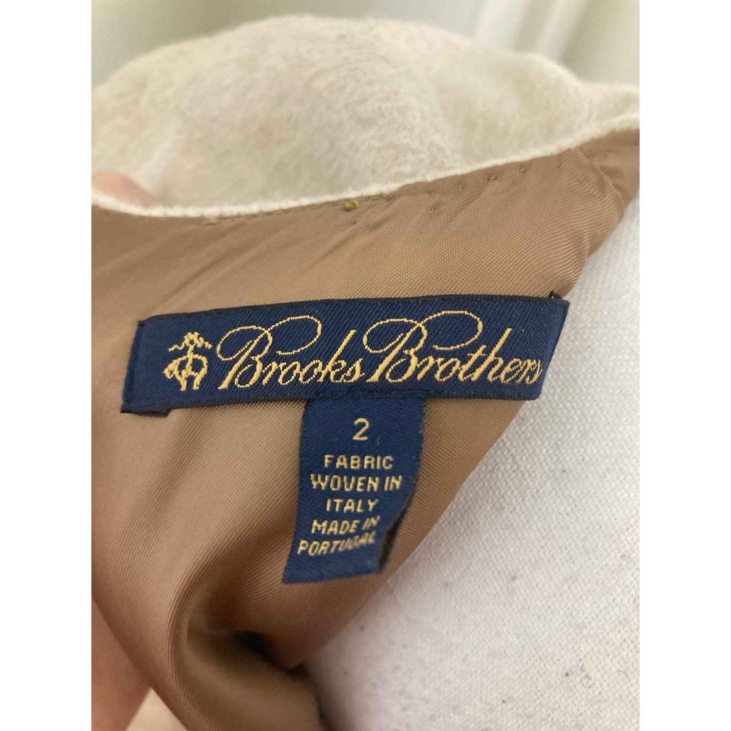 Brooks Brothers Cream Tan Hombre Midi Sheath Dress Sz 2