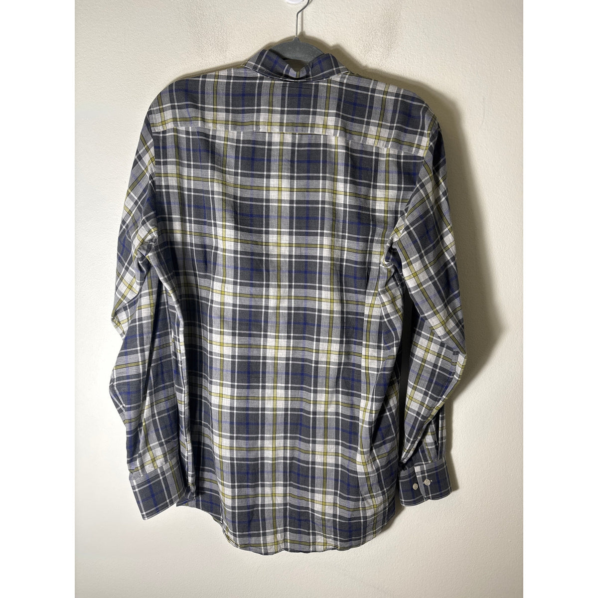Men's Etro 40 Gray Plaid Long Sleeve Cotton Button Down Shirt Sz