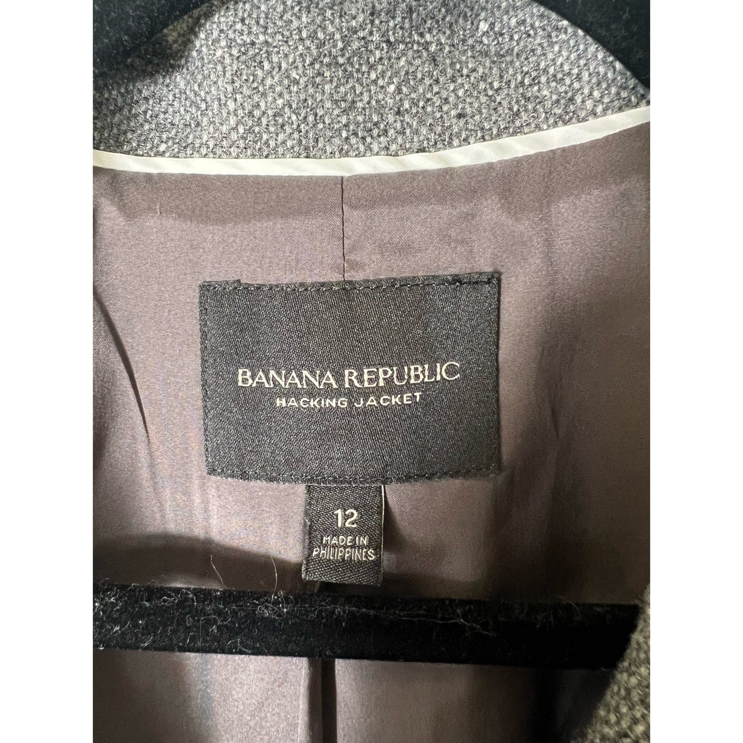 Banana Republic Gray Long Sleeve Hacking Jacket Sz 12
