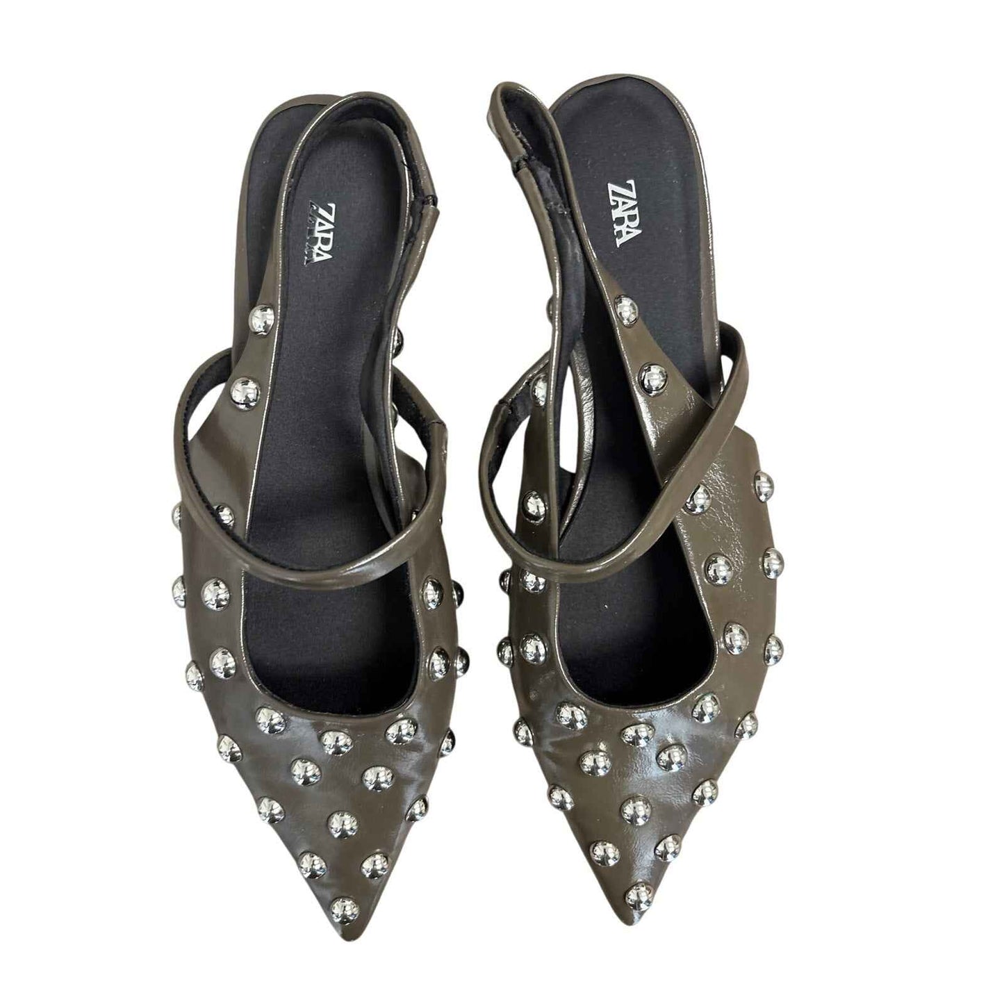 Zara Bown Studdened Pointed Toe Flats Sz 37 (7)