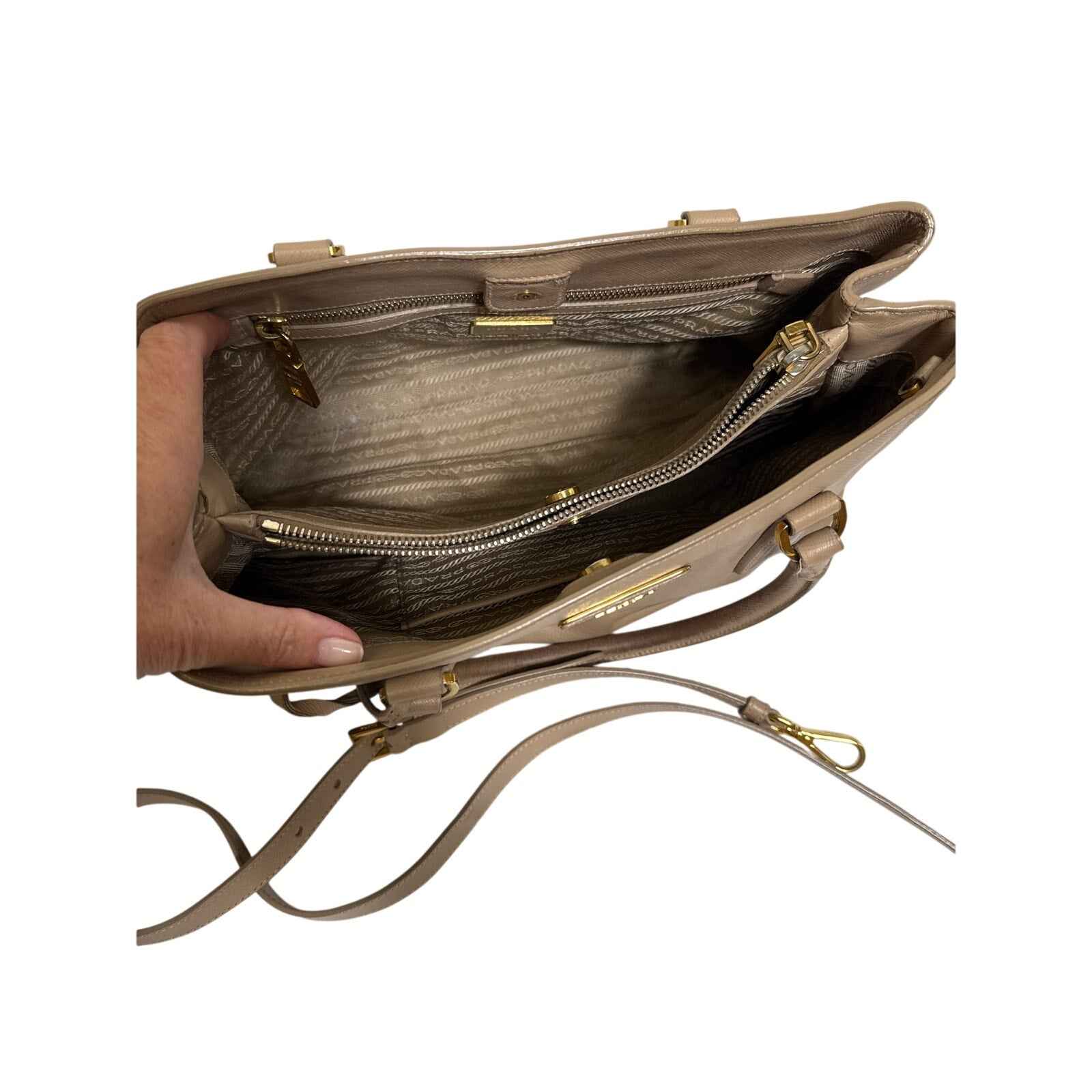 Prada Tan/Beige Saffiano Lux Tote