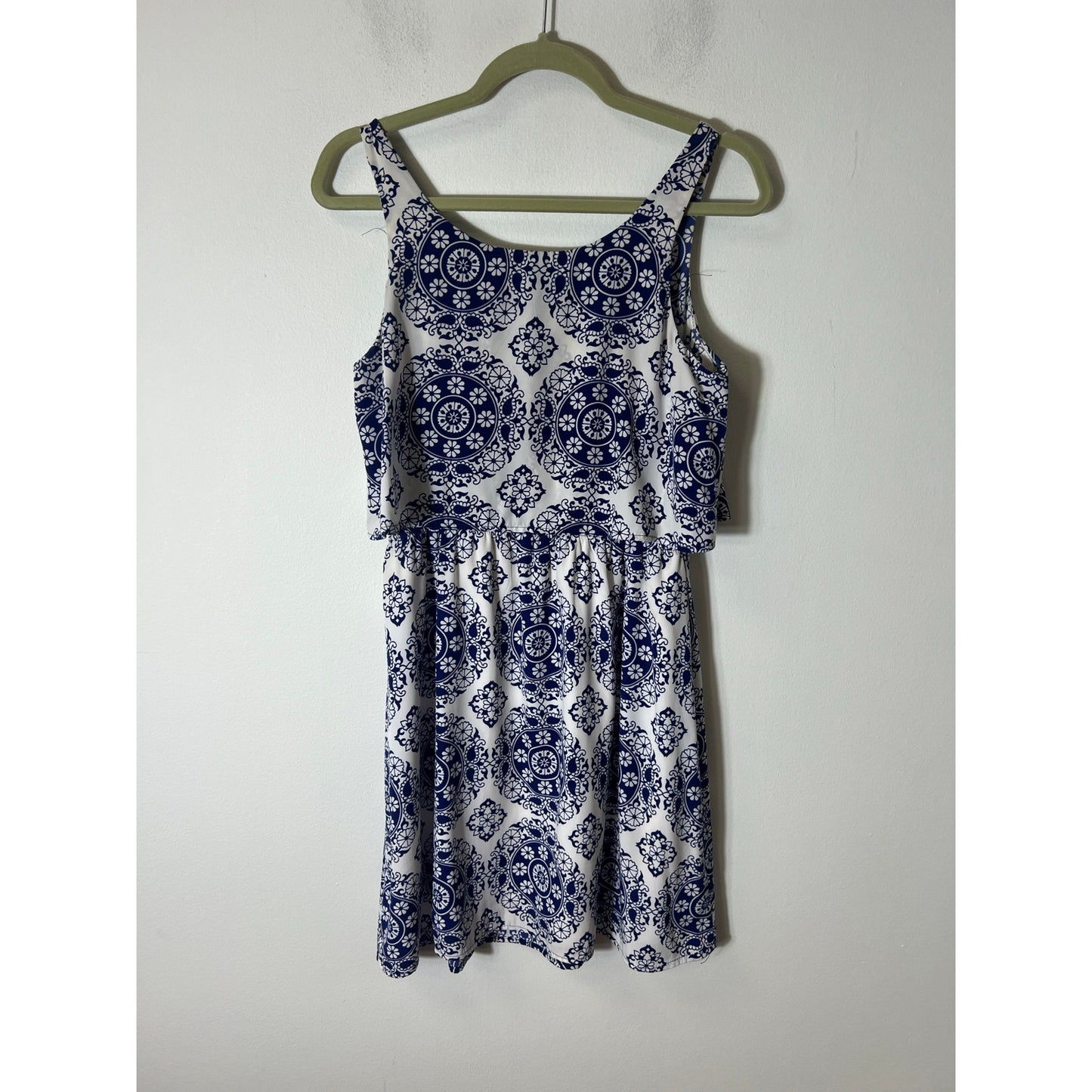 Charlee Navy and White Pattern Dress Sz S