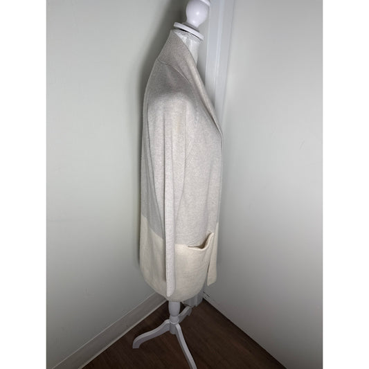 Kinross Light Gray and Cream Cashmere Cardigan Sz L