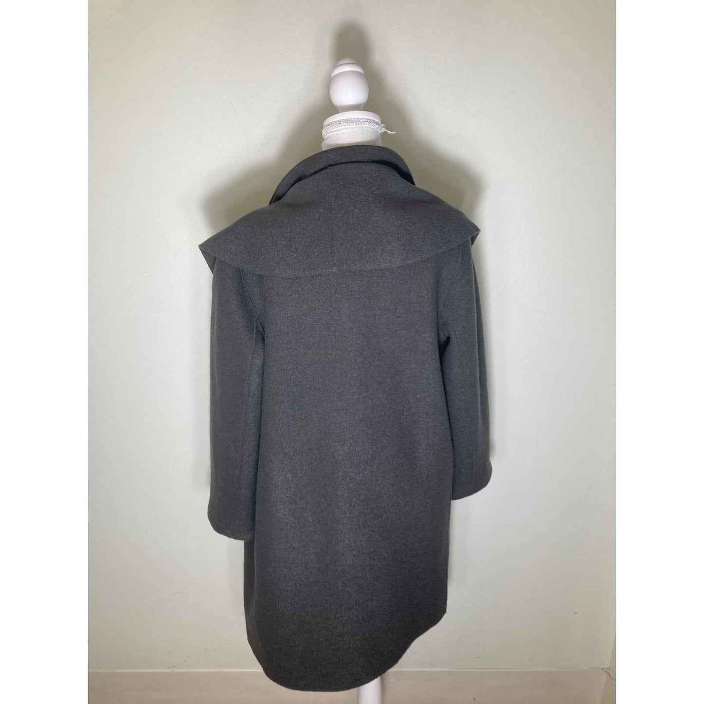 ROSSO35 Gray Long Sleeve Wool Button Up Midi Length Coat Sz 46
